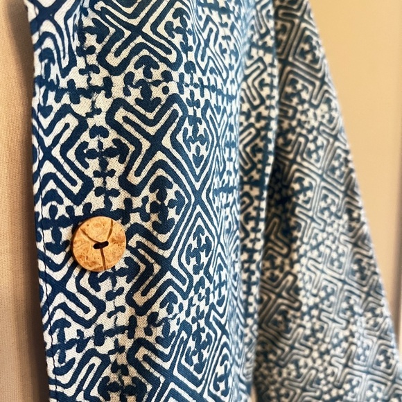 Paluang Indigo Home Elephant Print Batik Button Down Shirt - Picture 4 of 4